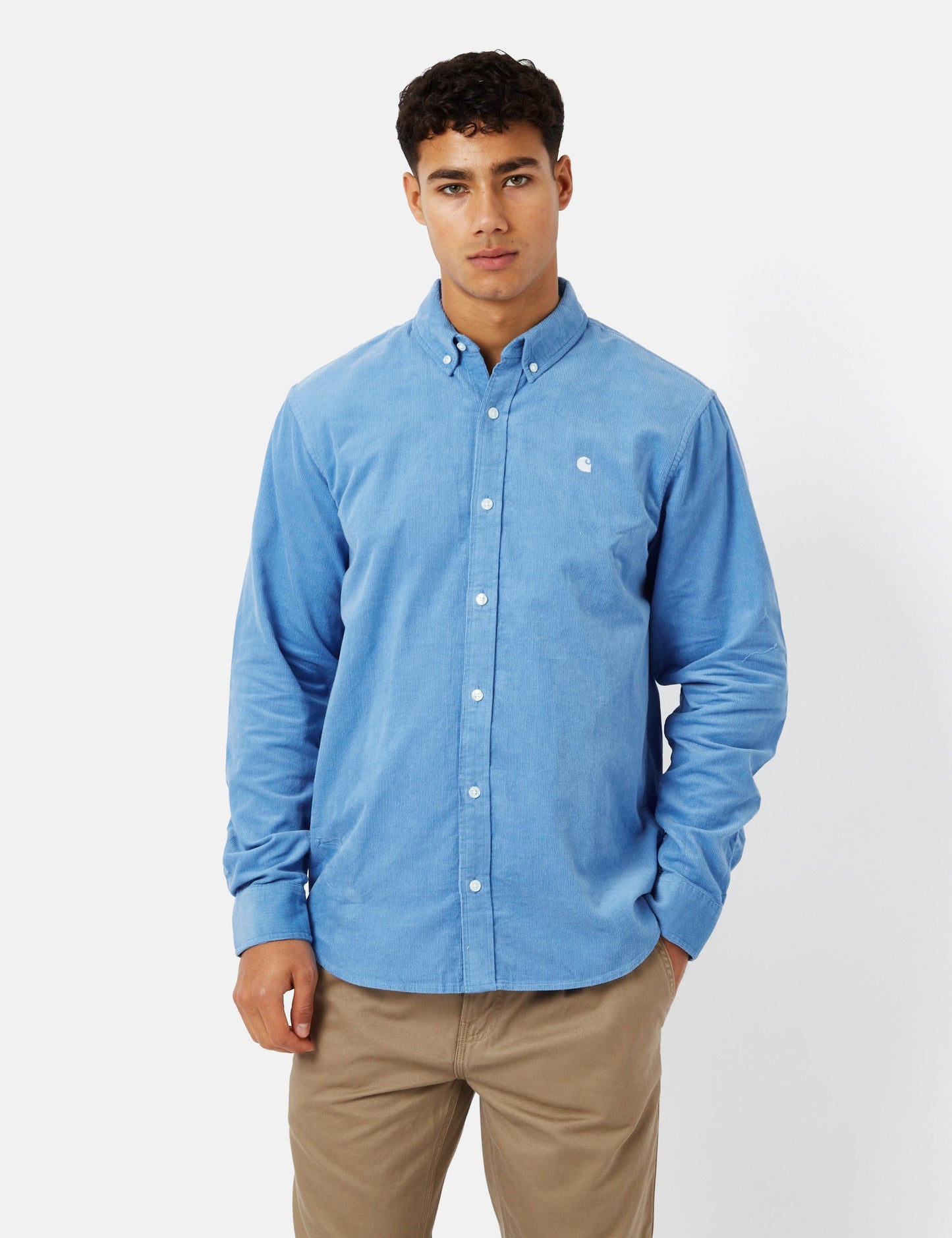 Madison Shirt (Fine Cord) - Piscine Blue/White