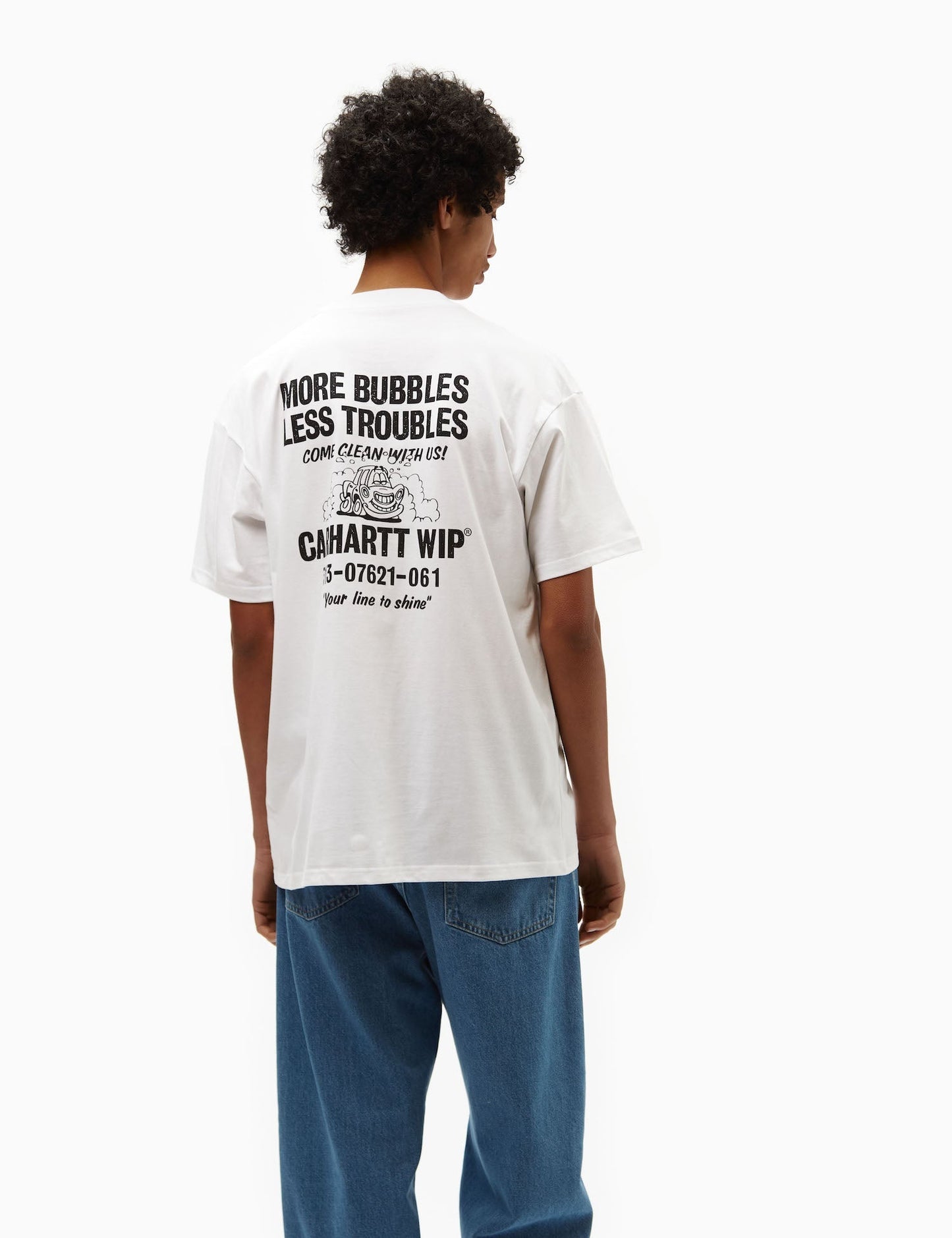 Less Troubles T-Shirt (Loose) - White/Black